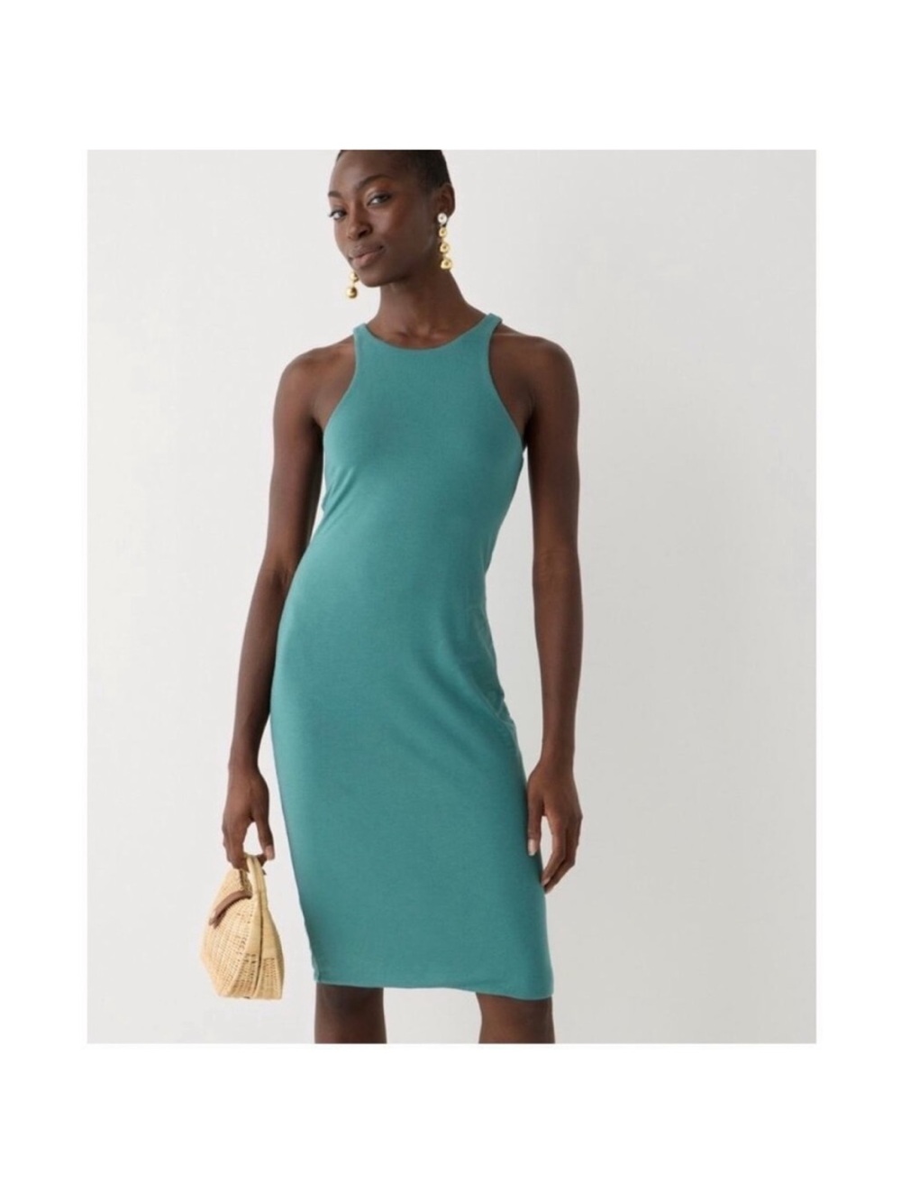 J. Crew FormKnit High Neck Cutaway Midi Dress Green Size Small